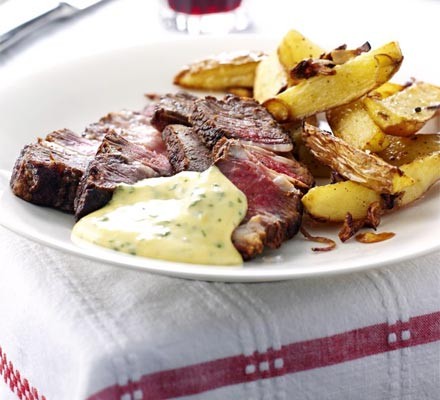 Rib-eye steak with basil hollandaise recipe 