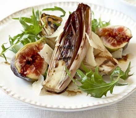 Griddled chicory with figs & bitter leaves recipe