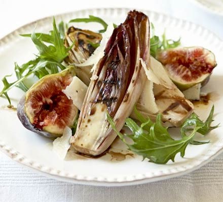 Griddled chicory with figs & bitter leaves recipe 