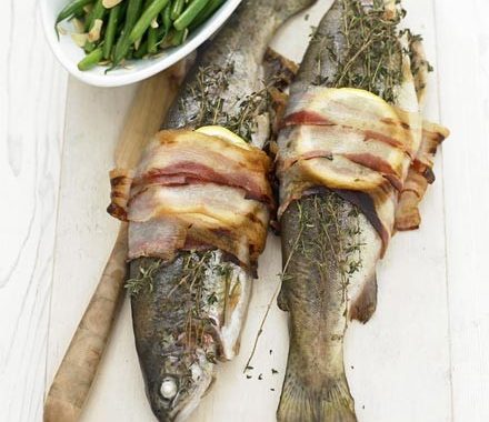 Pancetta-wrapped trout recipe