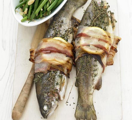 Pancetta-wrapped trout recipe 