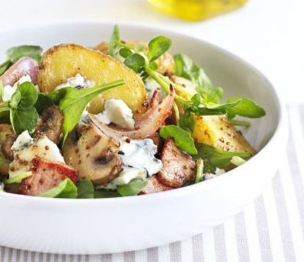 Warm new potato salad with bacon & blue cheese recipe