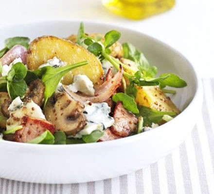 Warm new potato salad with bacon & blue cheese recipe 