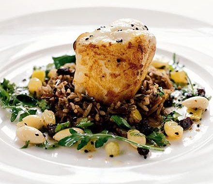 Monkfish with lemon dressing recipe