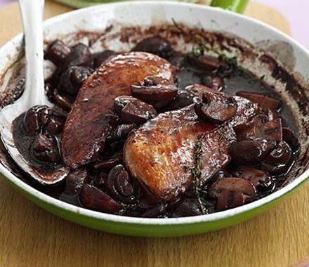 Chicken with wine & mushrooms recipe