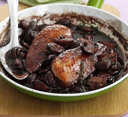 Chicken with wine & mushrooms recipe 