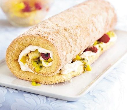 Mango & passion fruit roulade recipe