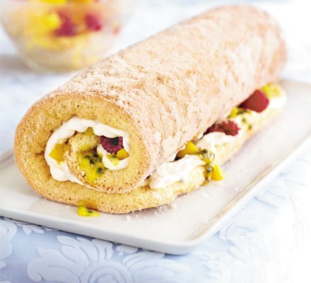 Mango & passion fruit roulade recipe 