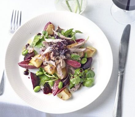 Warm duck salad with merlot dressing recipe