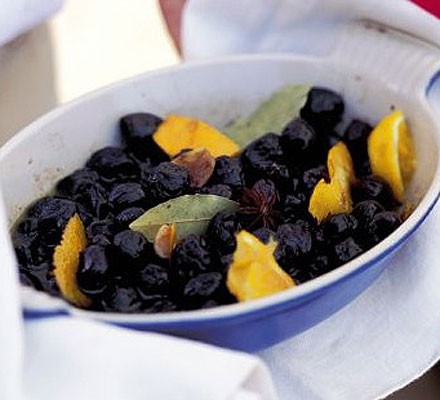Baked olives with orange & bay recipe 