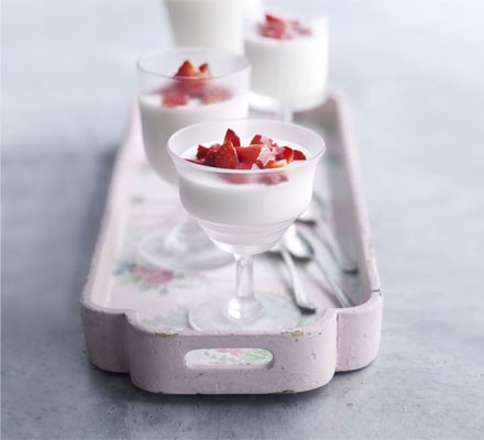 Fromage frais mousse with strawberry sauce recipe 