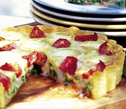 Garden vegetable & goat's cheese quiche recipe