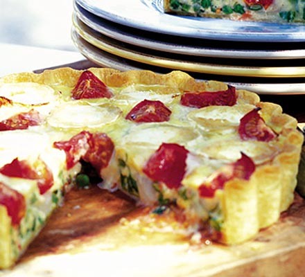 Garden vegetable & goat's cheese quiche recipe 