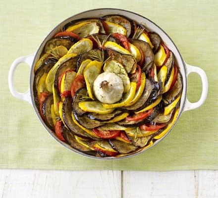 Layered roast summer vegetables recipe 