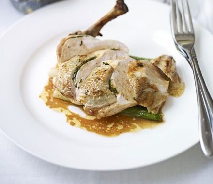 Butter-roasted supreme of chicken with wild mushroom & potato gratin recipe