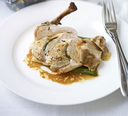 Butter-roasted supreme of chicken with wild mushroom & potato gratin recipe 