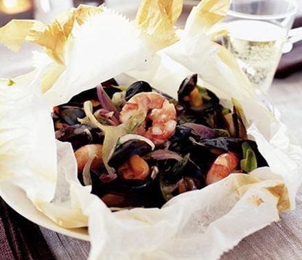 Papillote of seafood recipe