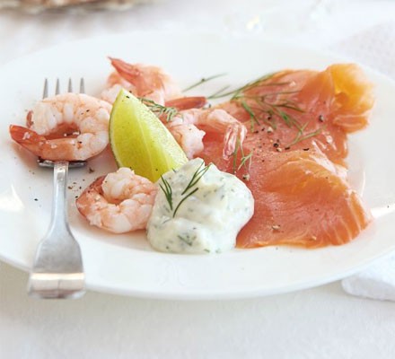 Salmon & prawns with dill & lime aïoli recipe 