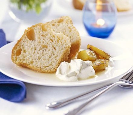 Rum babas with poached pineapple & vanilla ice cream recipe