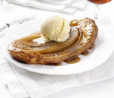 Salted caramel banana tatins with crème fraîche ice cream recipe