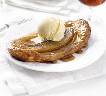 Salted caramel banana tatins with crème fraîche ice cream recipe 