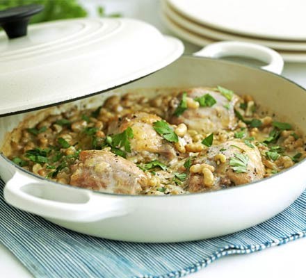 Braised chicken & beans recipe 