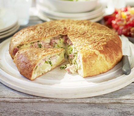 Ham, potato & cheese stuffed loaf recipe