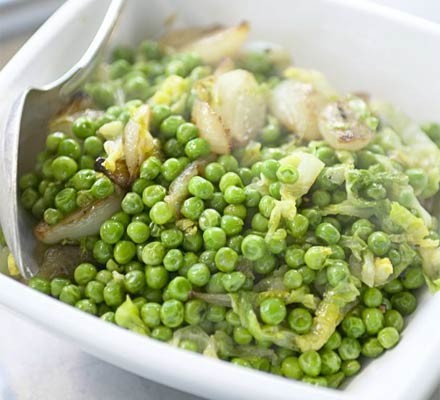 Quick braised lettuce & peas recipe 