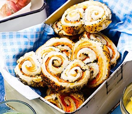 Smoked salmon & poppy seed palmiers recipe