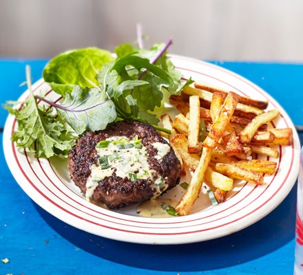 Steak haché with pommes frites & cheat’s béarnaise sauce recipe 