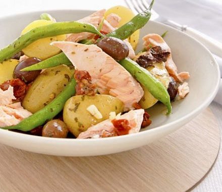 Warm salmon Niçoise recipe