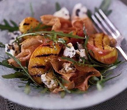 Griddled peaches with prosciutto & blue cheese recipe