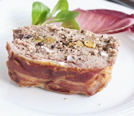 Duck & pork terrine with cranberries & pistachios recipe