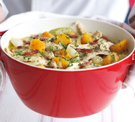 Mustard chicken with winter vegetables recipe 