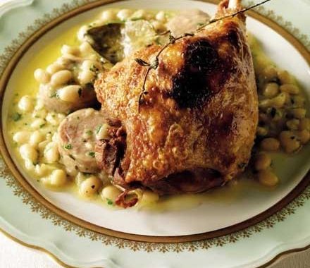 Haricot beans with sausage & pancetta recipe