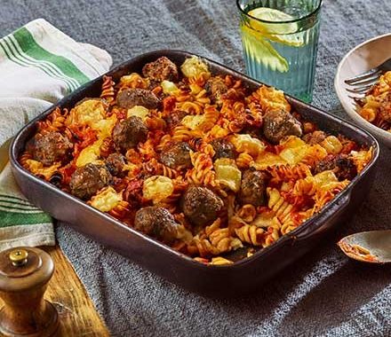 Meatball pasta bake (pasta al forno) recipe
