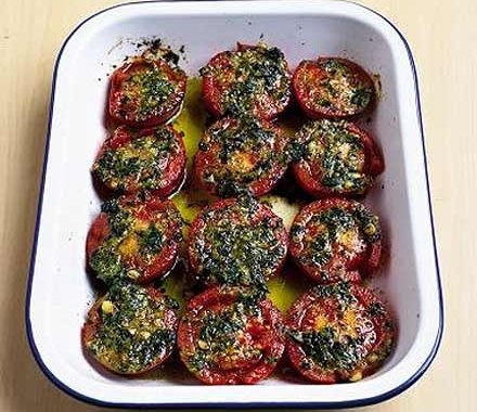 Roast tomatoes with pesto recipe