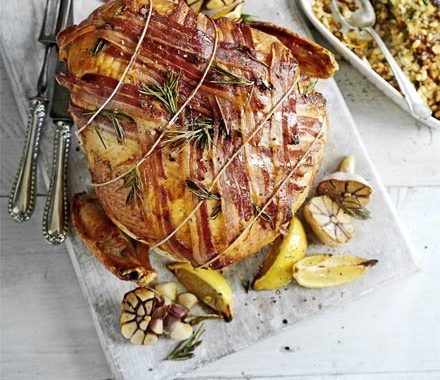 Turkey crown with roast garlic & pancetta stuffing recipe