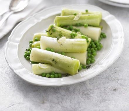 Braised leeks & peas recipe