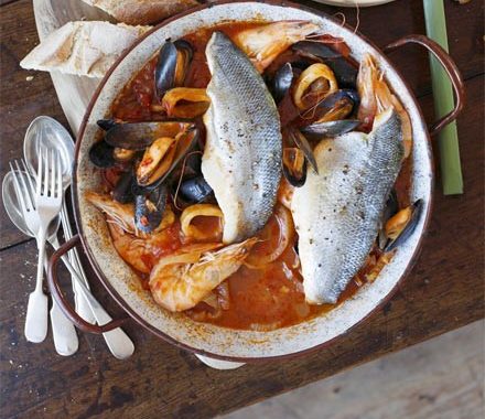 Sea bass & seafood Italian one-pot recipe