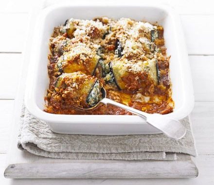 Aubergine rolls with spinach & ricotta recipe