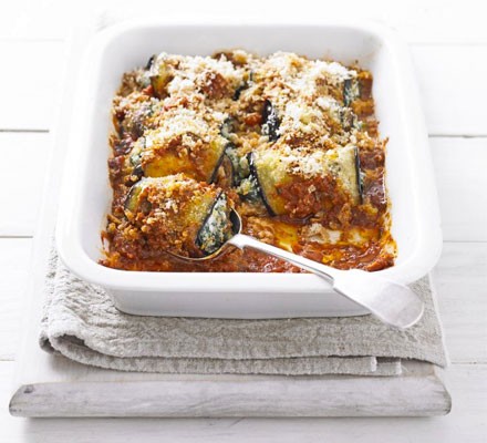 Aubergine rolls with spinach & ricotta recipe 
