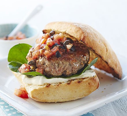 Italian pork burger with fresh tomato salsa recipe 