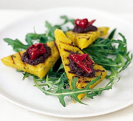 Polenta bruschetta with tapenade recipe 
