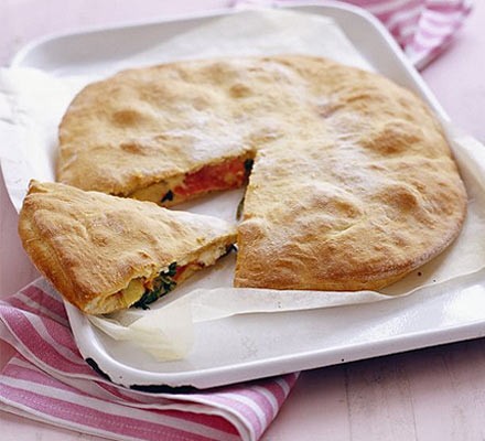 Ham, spinach & artichoke pizza pie recipe 