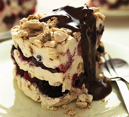 Berry semifreddo with warm chocolate sauce recipe 