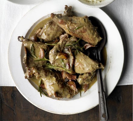 Wild rabbit slow cooked with rosemary, olive oil & garlic recipe 