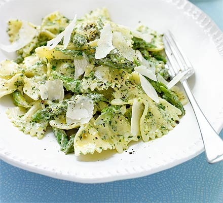 Asparagus pasta with mint pesto recipe 