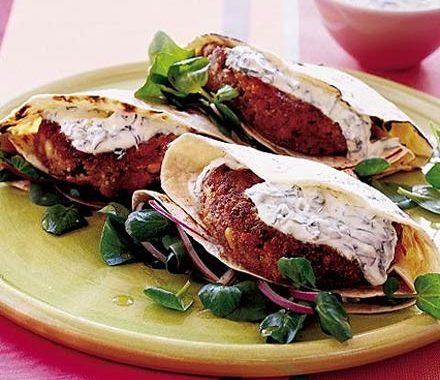 Beany burgers with basil tzatziki recipe