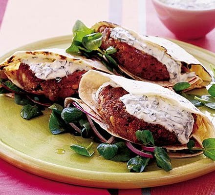 Beany burgers with basil tzatziki recipe 